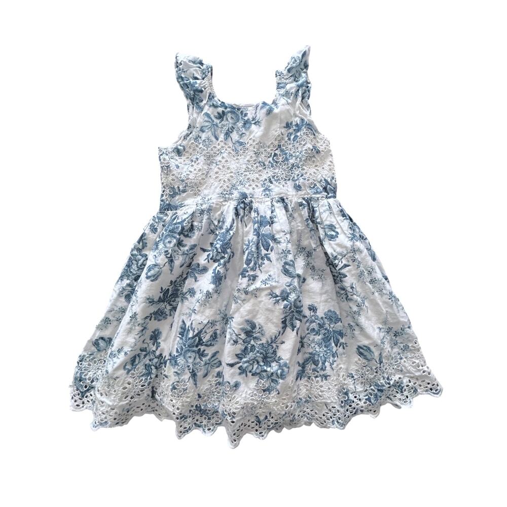Gap x Loveshackfancy Dress Floral Eyelet  Girls 5 Years Blue White